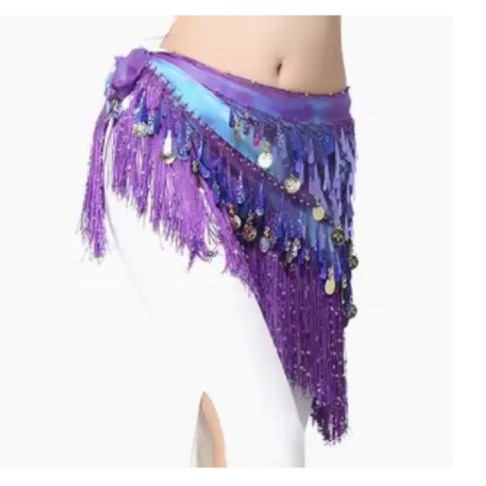 Purple and Blue Belly Dance Hip Scarf